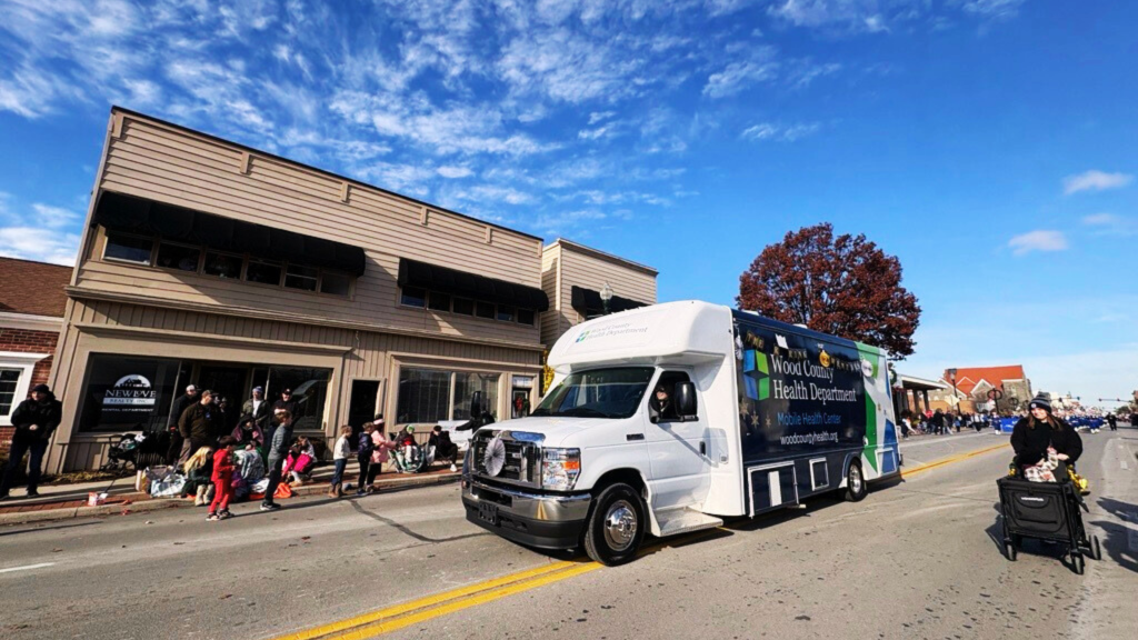 Wood County Health Department mobile unit in a holiday parade.